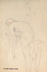 Ernest QUOST (1844-1931) Études de nus Lot de cra: Ernest QUOST (1844-1931) Études de nus Lot de crayons sur papier, signés du cachet d'atelier Ensemble of pencils on paper, signed with the artist's stamp