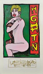 Robert COMBAS (né en 1957) L'effrayée Multiple,: Robert COMBAS (né en 1957) L'effrayée Multiple, Offset, signé d'un grand dessin dans la marge, datée 82 en bas à droite 88 x 47 cm - 34 2/3 x 18 1/2 in. Multiple, Offset, signed in the margin dat