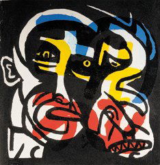 Robert COMBAS (né en 1957) Visages, 93 Bois grav: Robert COMBAS (né en 1957) Visages, 93 Bois gravé, EA, signée et datée en bas à droite, n° 6/10 en bas à gauche 40 x 40 cm - 15 3/4 x 15 3/4 in. Engraved wood, EA, signed and dated lower right,