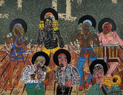 Robert COMBAS (né en 1957) La salsa, 2003 Tirage: Robert COMBAS (né en 1957) La salsa, 2003 Tirage réhaussé, numéroté 104/125, contresigné et daté en bas à droite 93 x 123 cm - 36 2/3 x 48 1/2 in. Print numbered 104/105, countersigned and dat