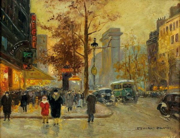 Édouard CORTES (French 1882-1969): Édouard CORTES (1882-1969). Porte Saint Denis, Autumn. Oil on panel, signed on bottom right. 27 x 35 cm Édouard CORTES (1882-1969) Porte Saint Denis, Automne Huile sur panneau, signée en bas à dro