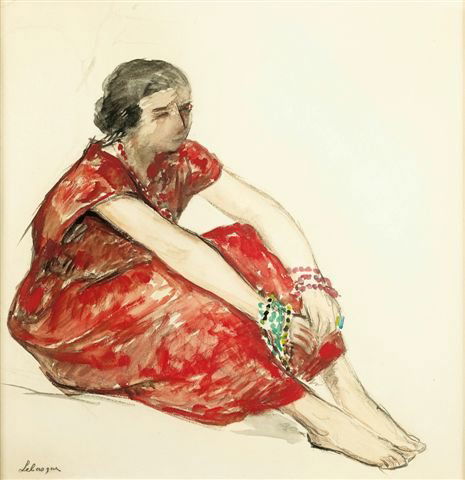 Henri LEBASQUE (French 1865-1937) Marthe: Henri LEBASQUE (1865-1937) Marthe, the artist's wife. Watercolor, signed on bottom left. 37,5 x 36 cm Henri LEBASQUE (1865-1937) Marthe, la femme de l'artiste Aquarelle, signée en bas à gauche 37,5