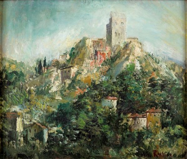Vera ROCKLINE (Russian 1896-1934), Southern Franc: Vera ROCKLINE (1896-1934), Russian School. Southern France Landscape. Oil on cardboard, signed on bottom right. 36,5 x 44,5 cm Vera ROCKLINE (1896-1934), École russe Paysage du sud de la France Huile