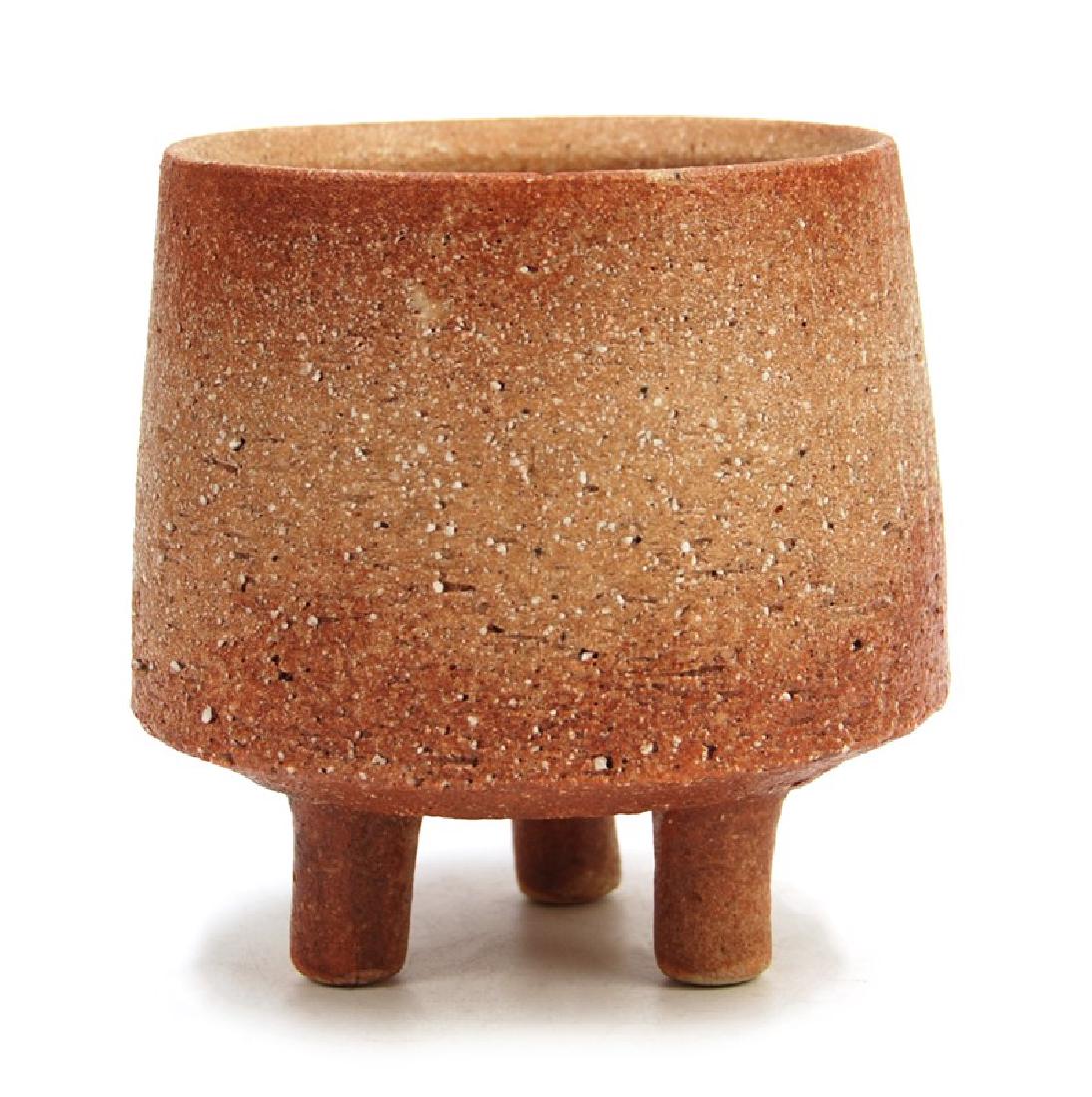 EARTHENWARE TRIPOD BOWL: Earthenware with three feet H:5 1/2in (13.9 cm) D:4 1/2in (11.4 cm)
