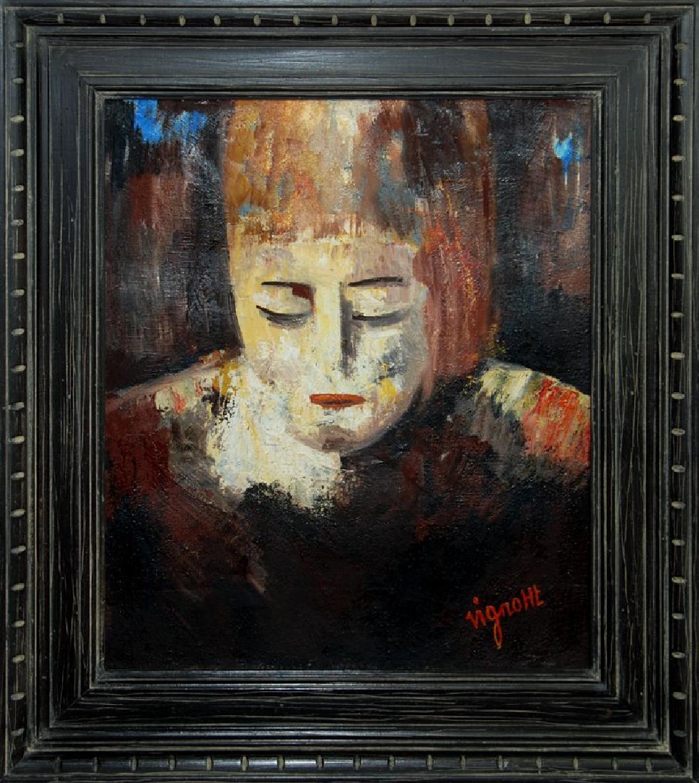 GUY VIGNOHT FRAMED PORTRAIT: Framed oil on Canvas H:29in (73.6 cm) W:25in (63.5 cm)
