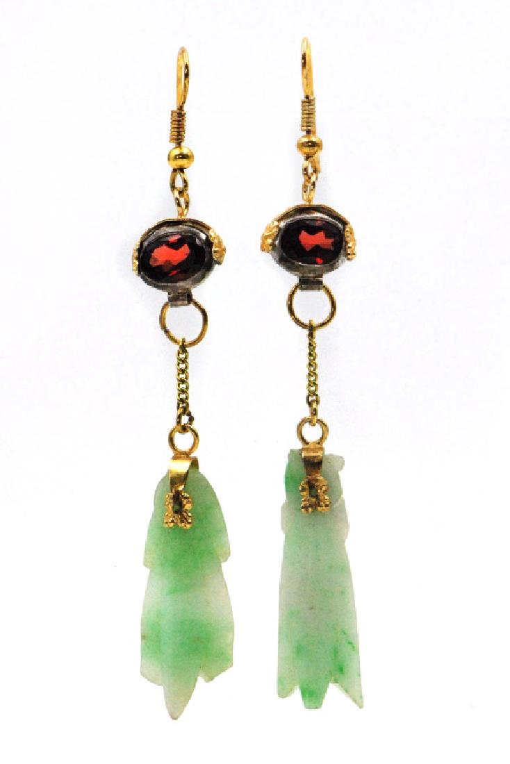 PAIR OF RED GEM AND JADE CICADA EAARINGS (1 of 3)