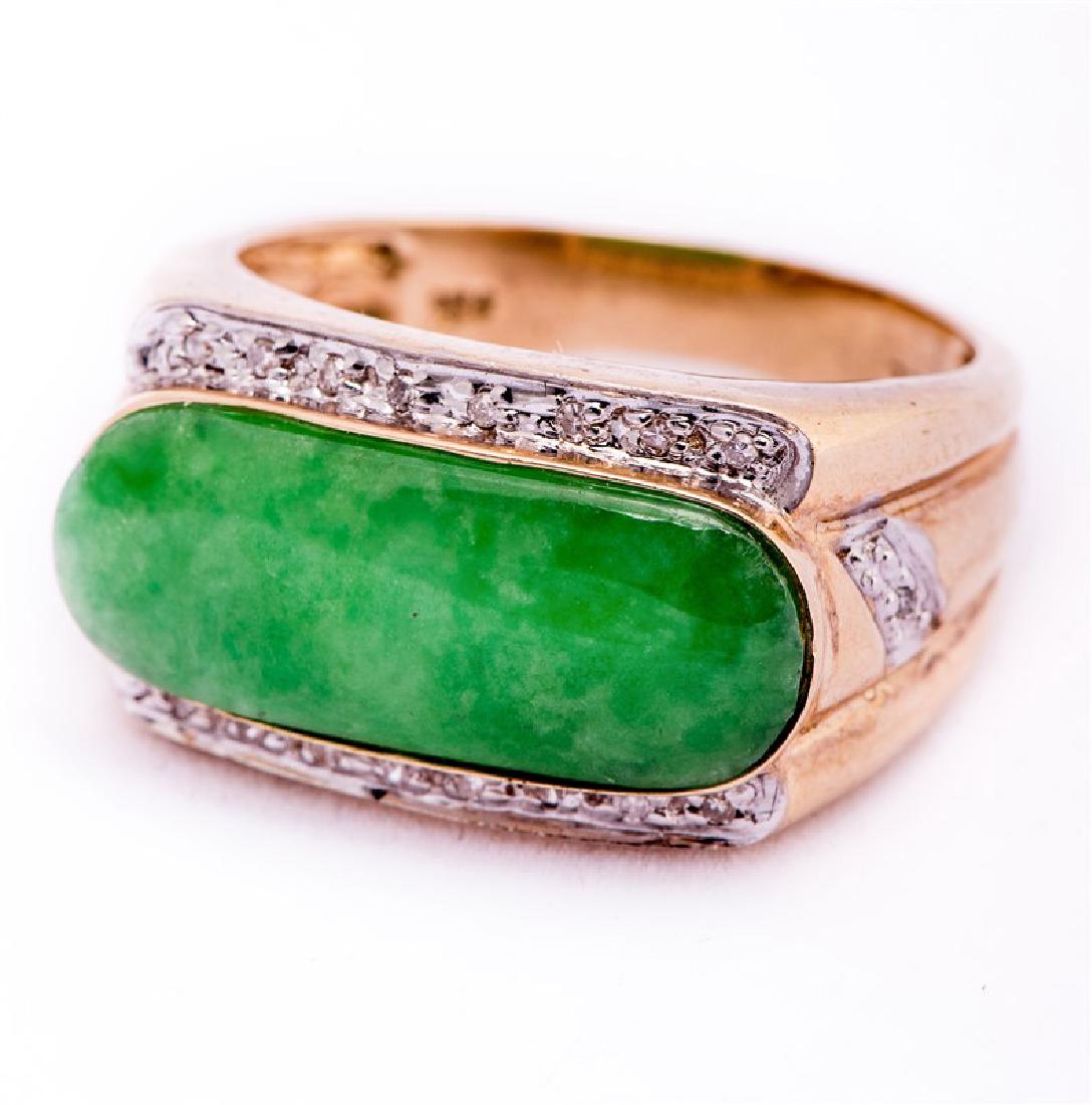 JADE AND 14k GOLD RING, SMALL DIAMONDS (1 of 2)