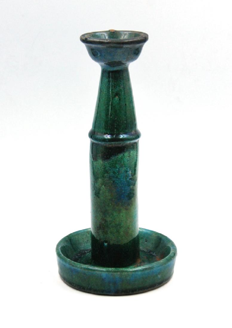GREEN GLAZE OIL LAMP (1 of 4)
