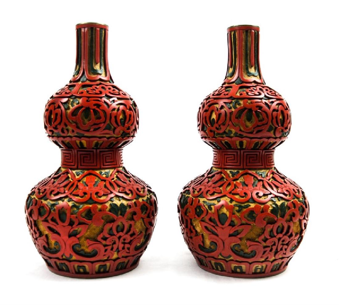 PAIR DOUBLE GOURD LACQURE VASES (1 of 1)