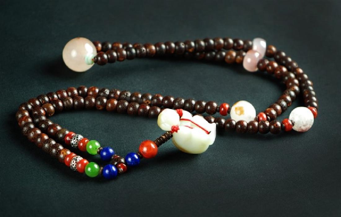 BODHI BEADED NECKLACE WITH JADE MONKEY PENDANT (1 of 3)