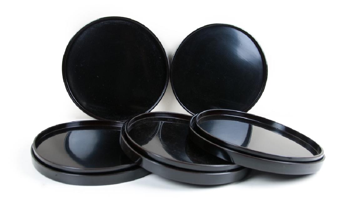 JAPANESE BLACK LACQUER TRAY SET OF 8 (1 of 1)