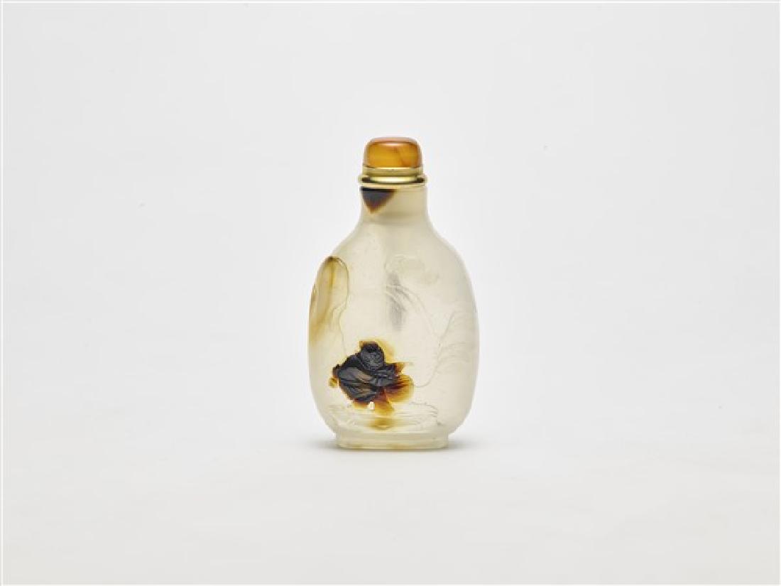 FINELY CARVED REPUBLIC PERIOD AGATE SNUFF BOTTLE (1 of 1)