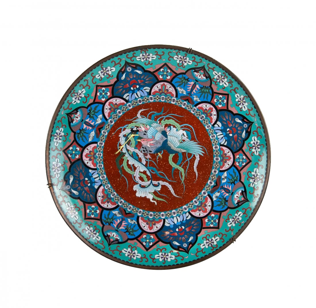 A FINE LARGE JAPANESE ENAMELED PHOENIX DISH (1 of 1)