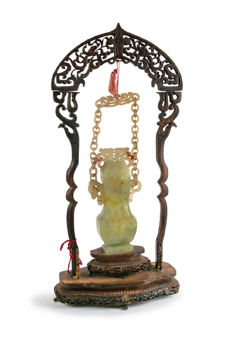 A FINE CHINESE JADE HANGING VASE (1 of 2)