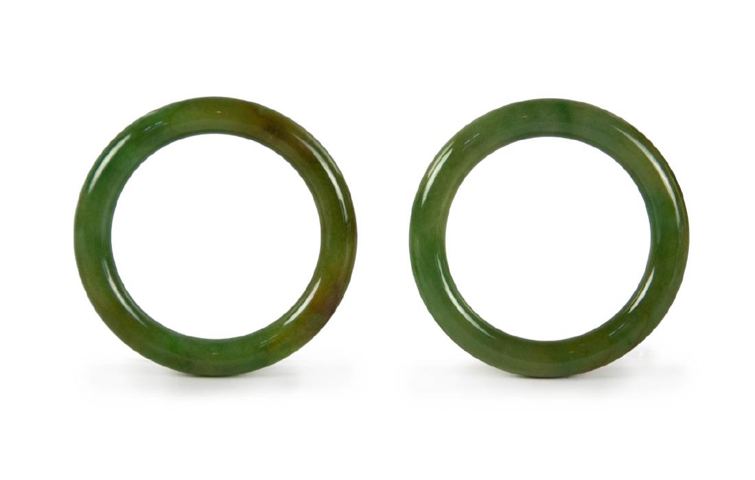 PAIR OF CARVED JADE BANGLE (1 of 1)