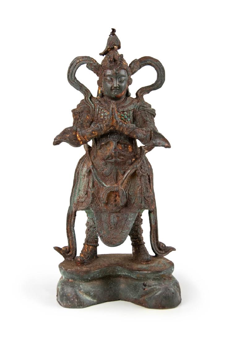 CHINESE GILT BRONZE WARRIOR STATUE (1 of 4)