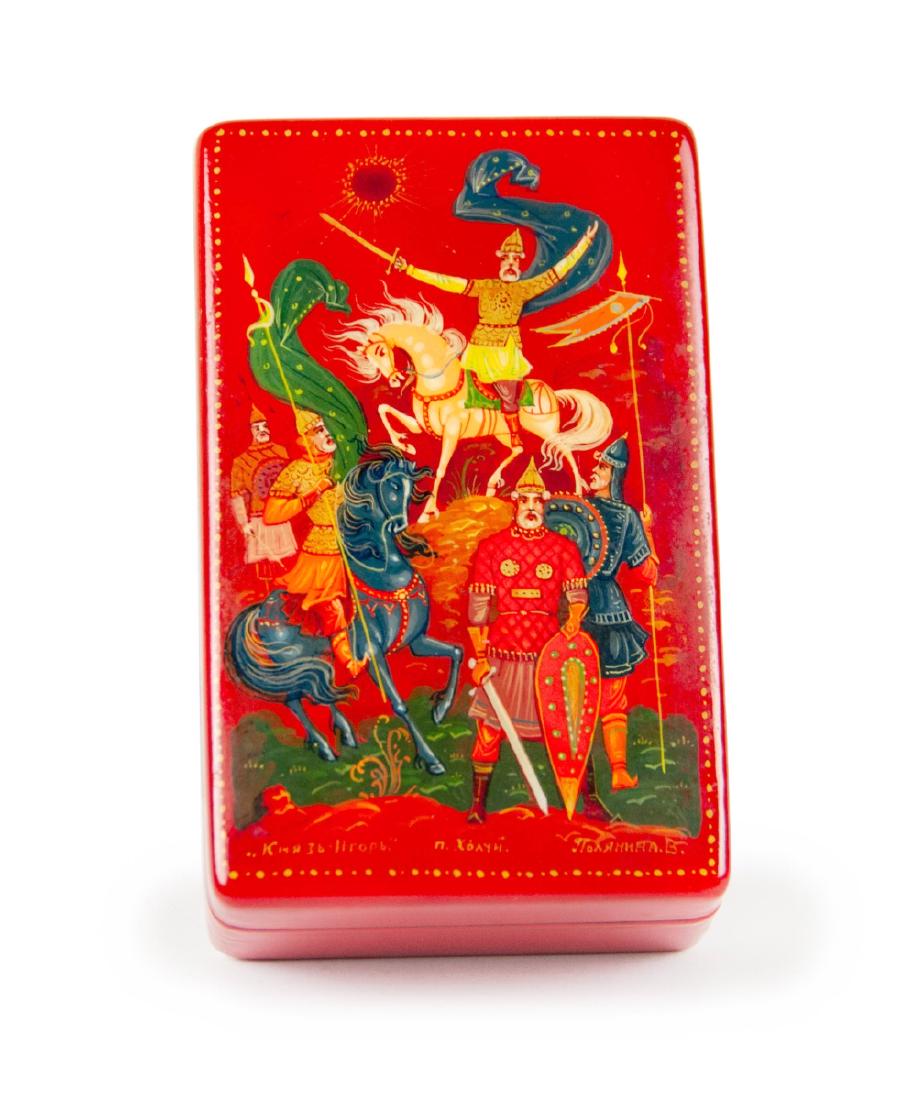 PAINTED RUSSIAN RED LACQUER BOX (1 of 2)