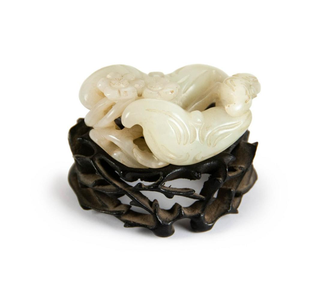 A CHINESE CARVED JADE "LOTUS FLOWERS" (1 of 1)