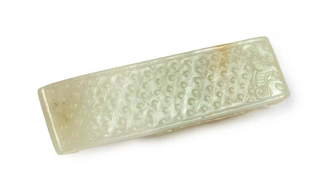 A CHINESE CARVED JADE SWORD SLIDE (1 of 1)