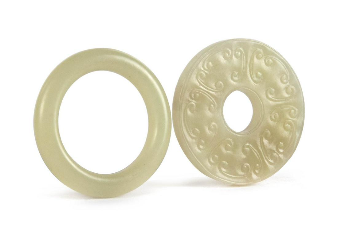 PAIR OF JADE BI DISK AND BANGLE (1 of 1)