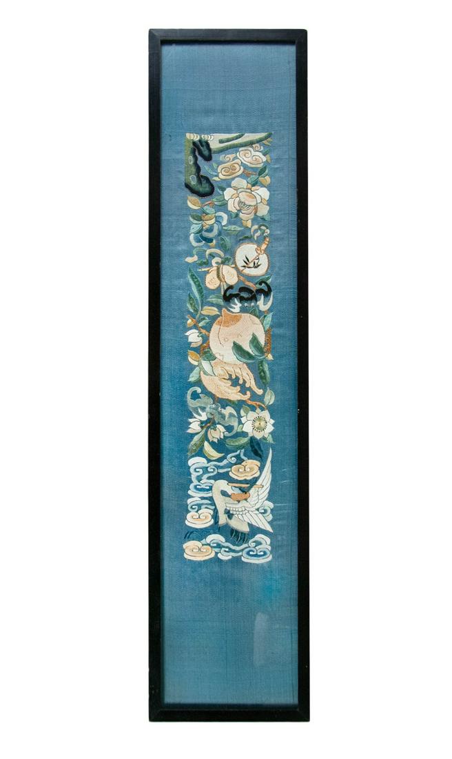 FRAMED EMBROIDERY PEACH BAT CRANE (1 of 2)