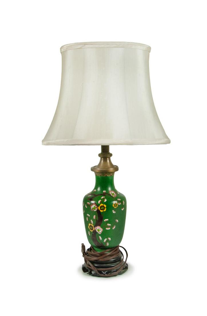 A CHINESE CLOISONNE VASE LAMP (1 of 1)