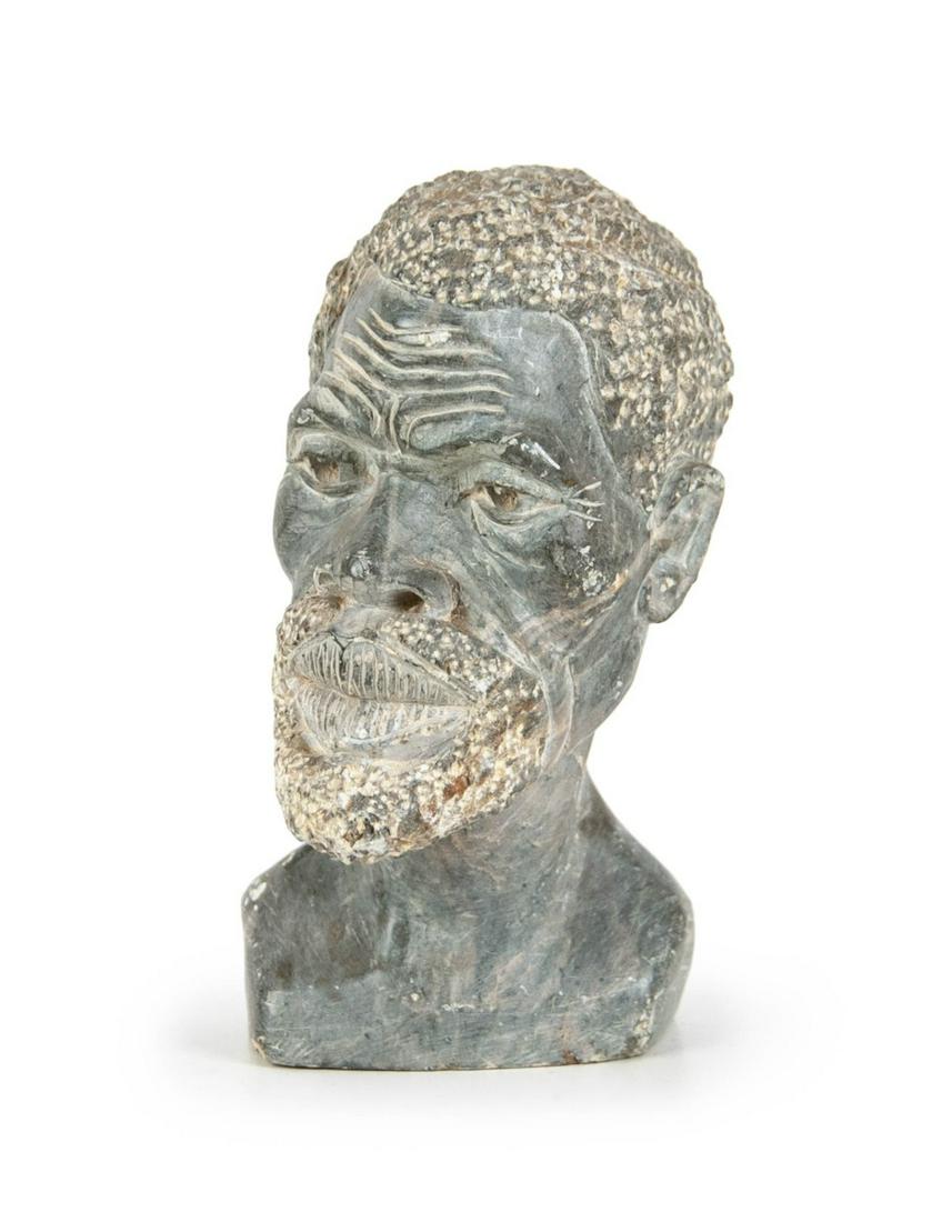 CARVED STONE AFRICAN BUST "H.TAAKA" (1 of 2)