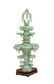 LARGE CELADON JADE CARVED TOWER PAGODA