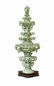 LARGE CELADON JADE CARVED TOWER PAGODA