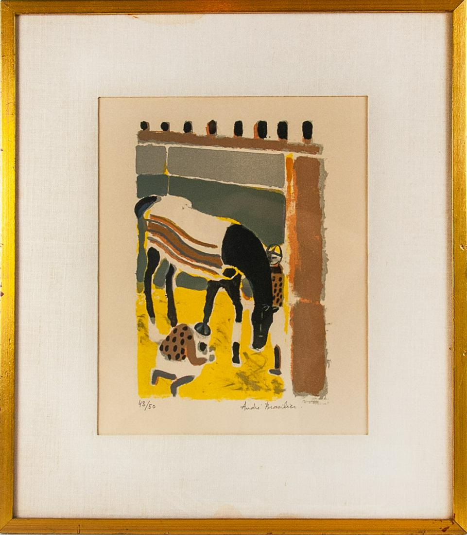 FRAMED PAINT ANDRE BRASILLER OF JOCKEY 43/50: H:19in(48.2cm) W:16in(40.6cm)