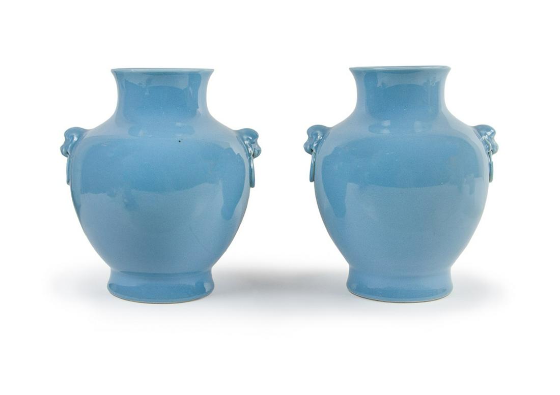 PAIR OF CLAIR DE LUNE BEAST HANDLE JARS (1 of 9)