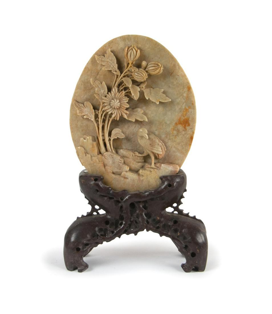 SOAPSTONE CARVED PLAQUE AND STAND (1 of 4)