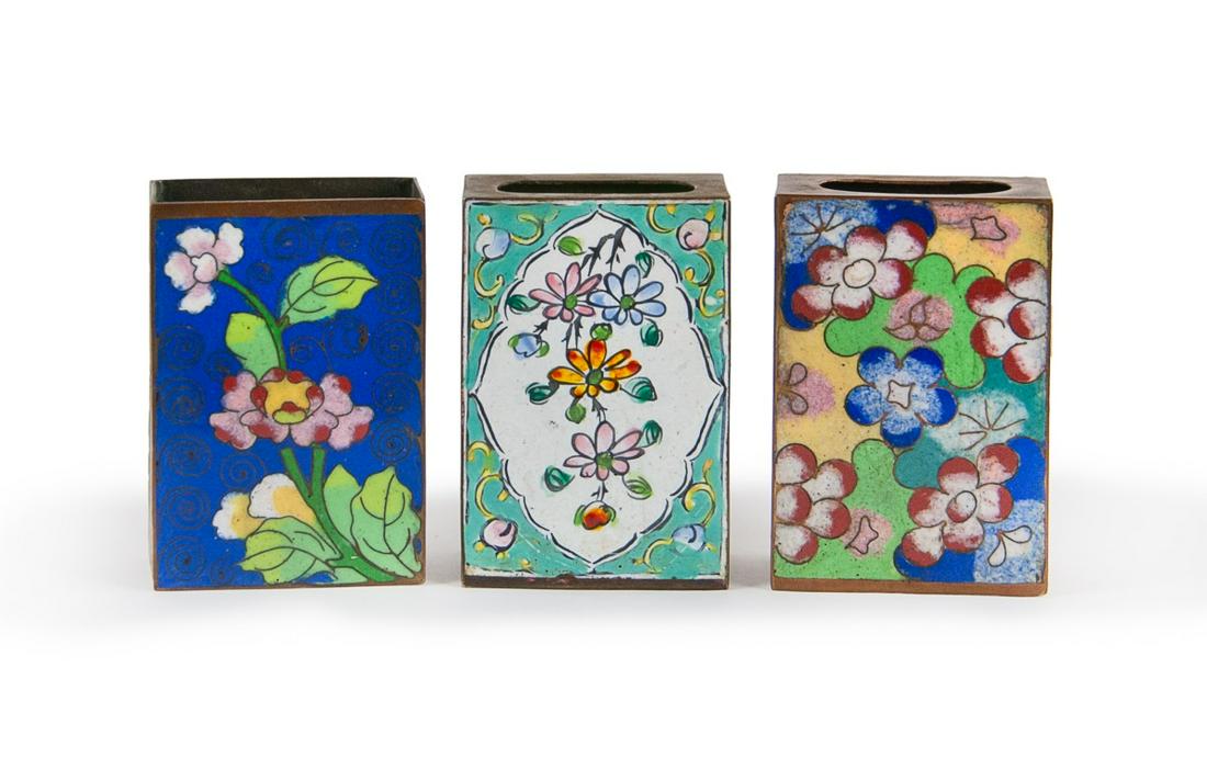 GROUP OF THREE CHINESE CLOISONNE MATCH BOX HOLDERS (1 of 7)