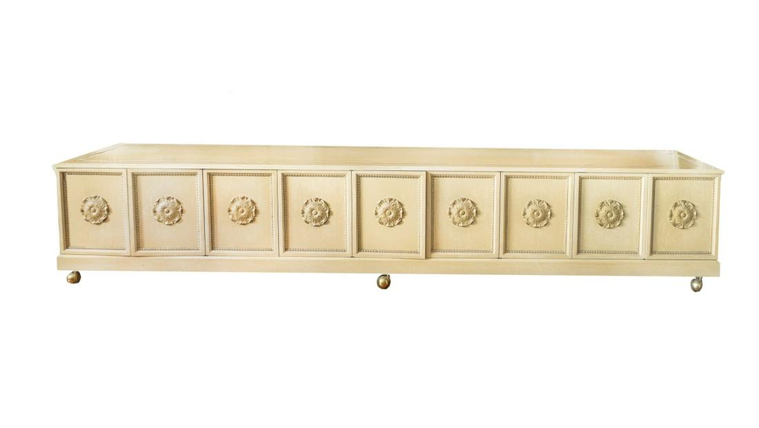 MID-CENTURY CREDENZA 1960: H:22 3/4in(5737cm) W:122in(309.8cm) D:22in(55.8cm)