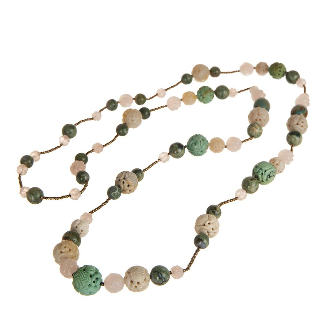 JADE AND TURQUOISE BEADED NECKLACE (1 of 6)