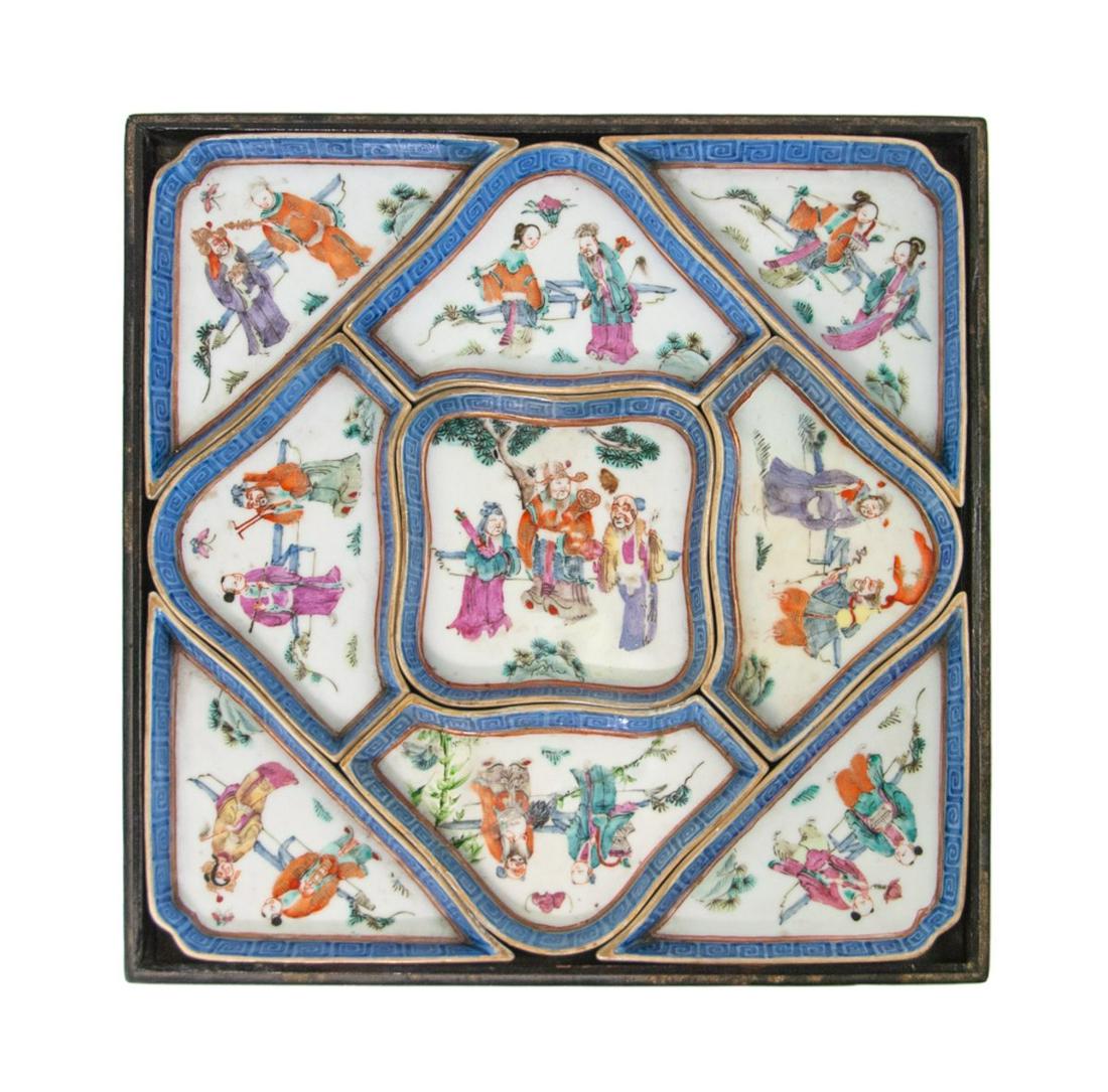 A NINE PIECE FAMILLE ROSE SWEET MEAT DISH SET (1 of 14)