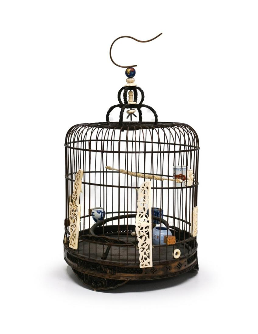CHINESE BIRDCAGE WITH PORCELAIN FEEDERS (1 of 15)
