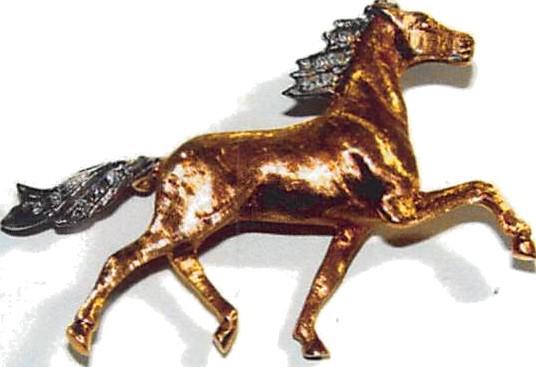 18K GOLD DIAMOND SET HORSE BROOCH (1 of 4)