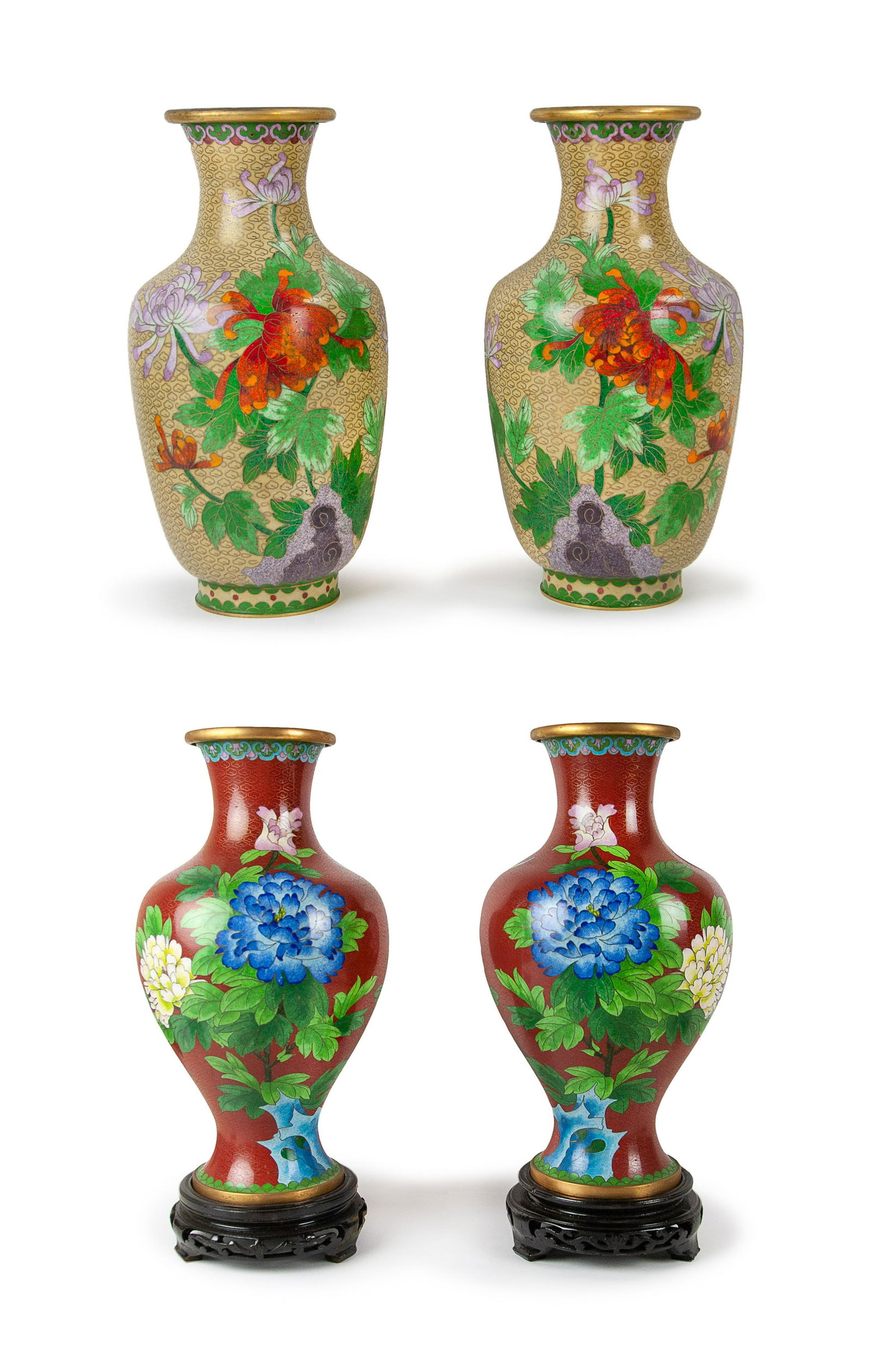 SET OF FOUR CHINESE CLOISONNE VASES (1 of 17)