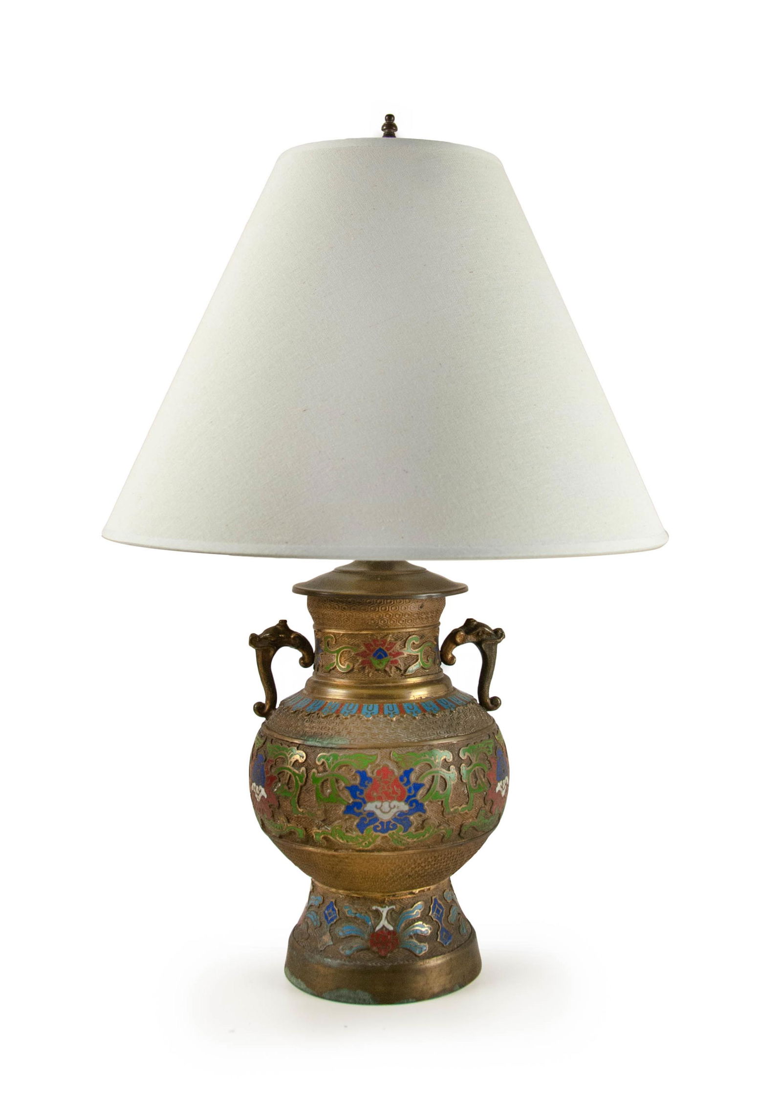 CHINESE CHAMPLEVE PEONY PATTERN LAMP (1 of 1)