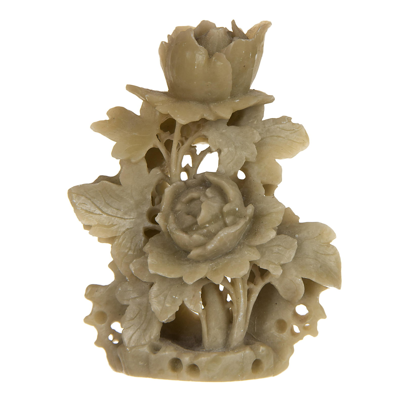 CARVED SOAPSTONE FLOWERS: 31g 3 3/4in(9.5cm) W:2 7/8in(7.3cm)