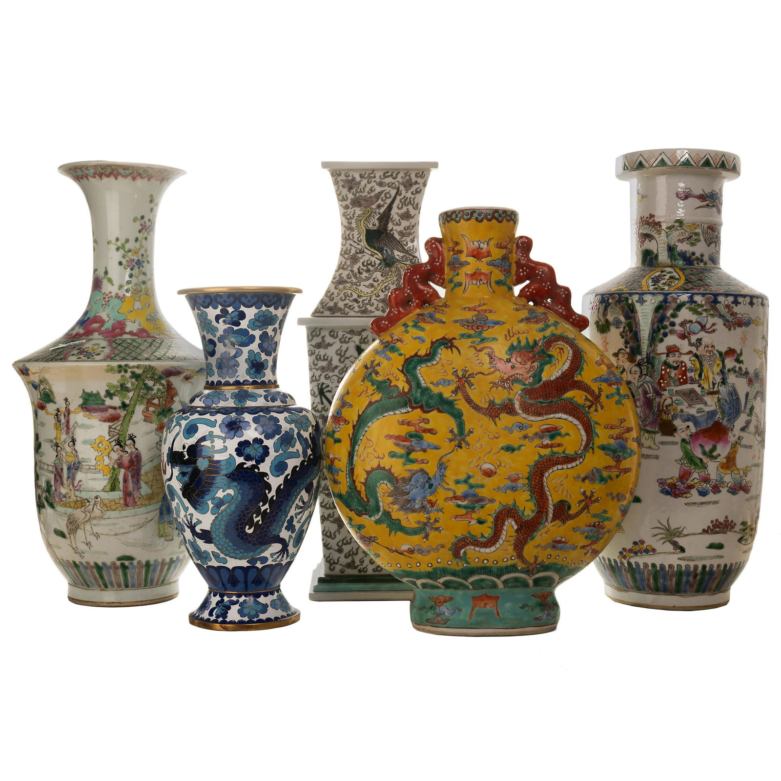 SIX CHINESE PORCELAIN / CLOISONNE ITEMS (1 of 6)