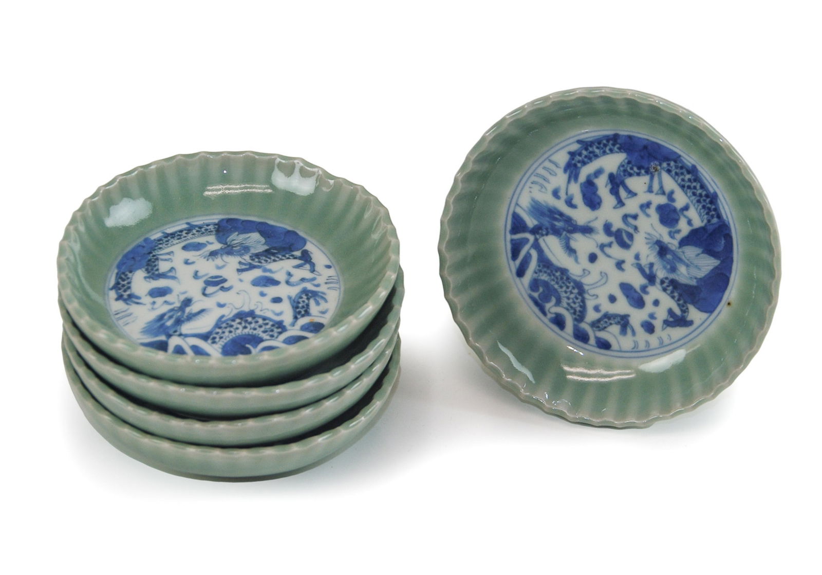 FIVE BLUE WHITE CELADON DISHES (1 of 13)