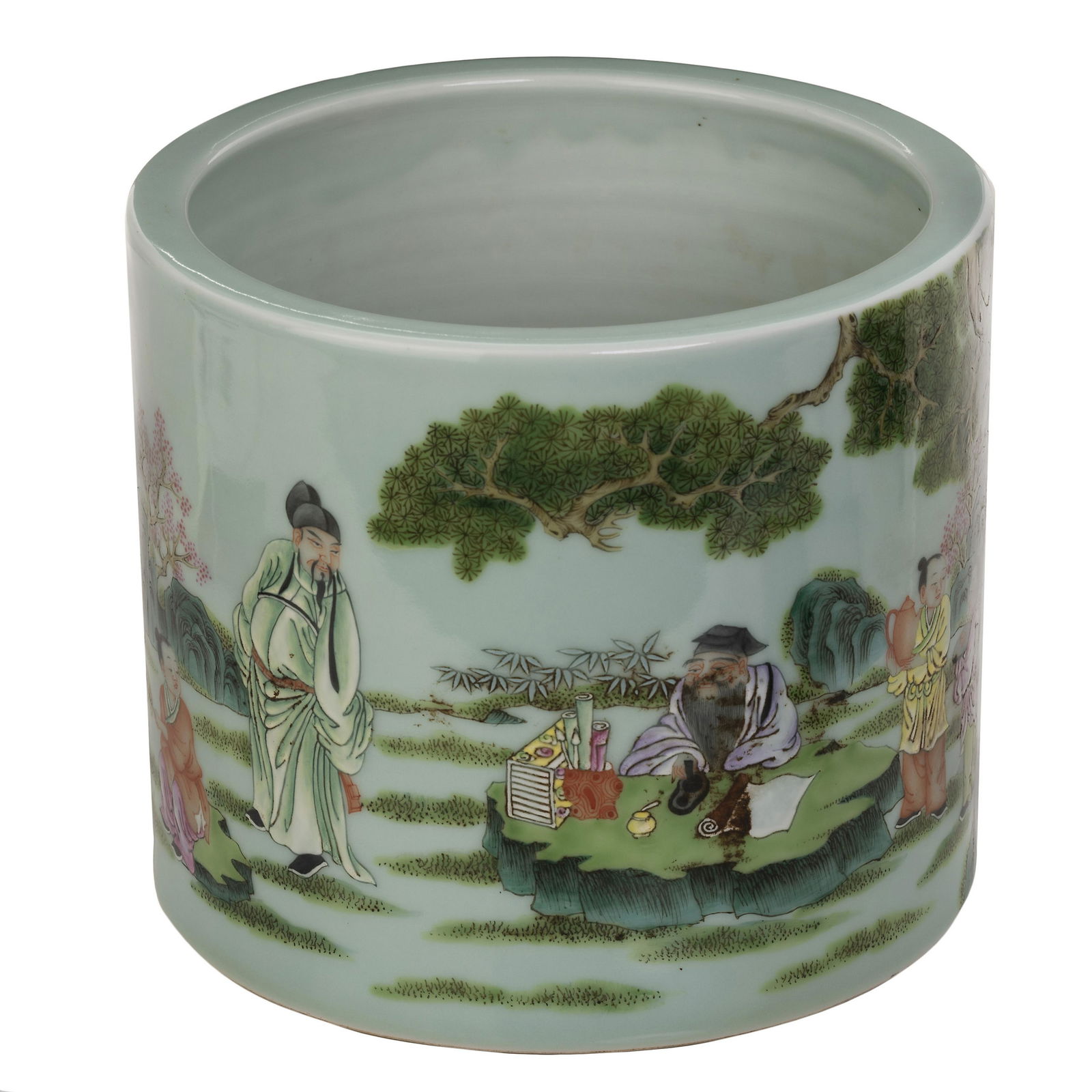 WUCAI CELADON GLAZED BRUSH POT (1 of 7)