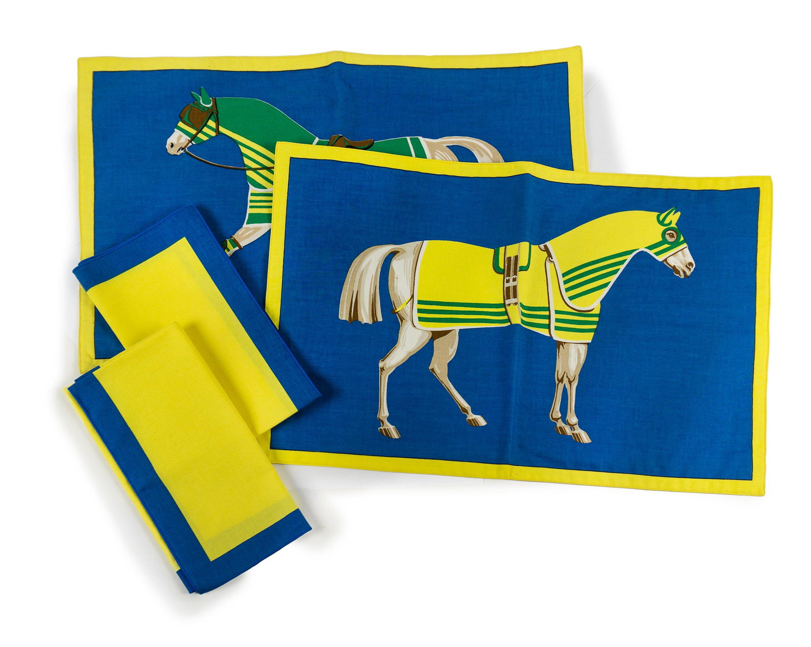 HERMES HORSE PLACEMAT AND NAPKINS: Nap 18 inch by 18 inch