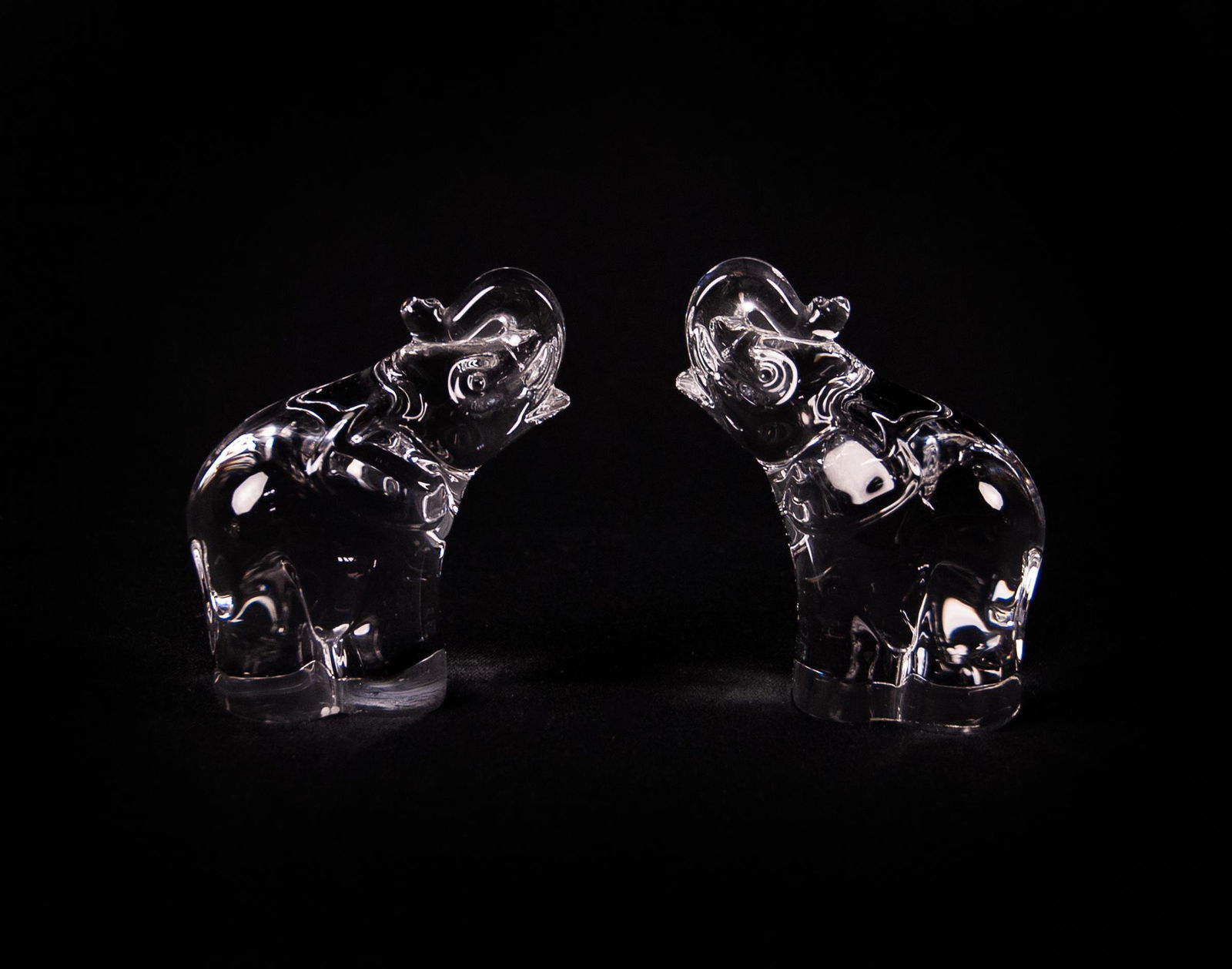 TWO STEUBEN CRYSTAL ELEPHANTS (1 of 3)