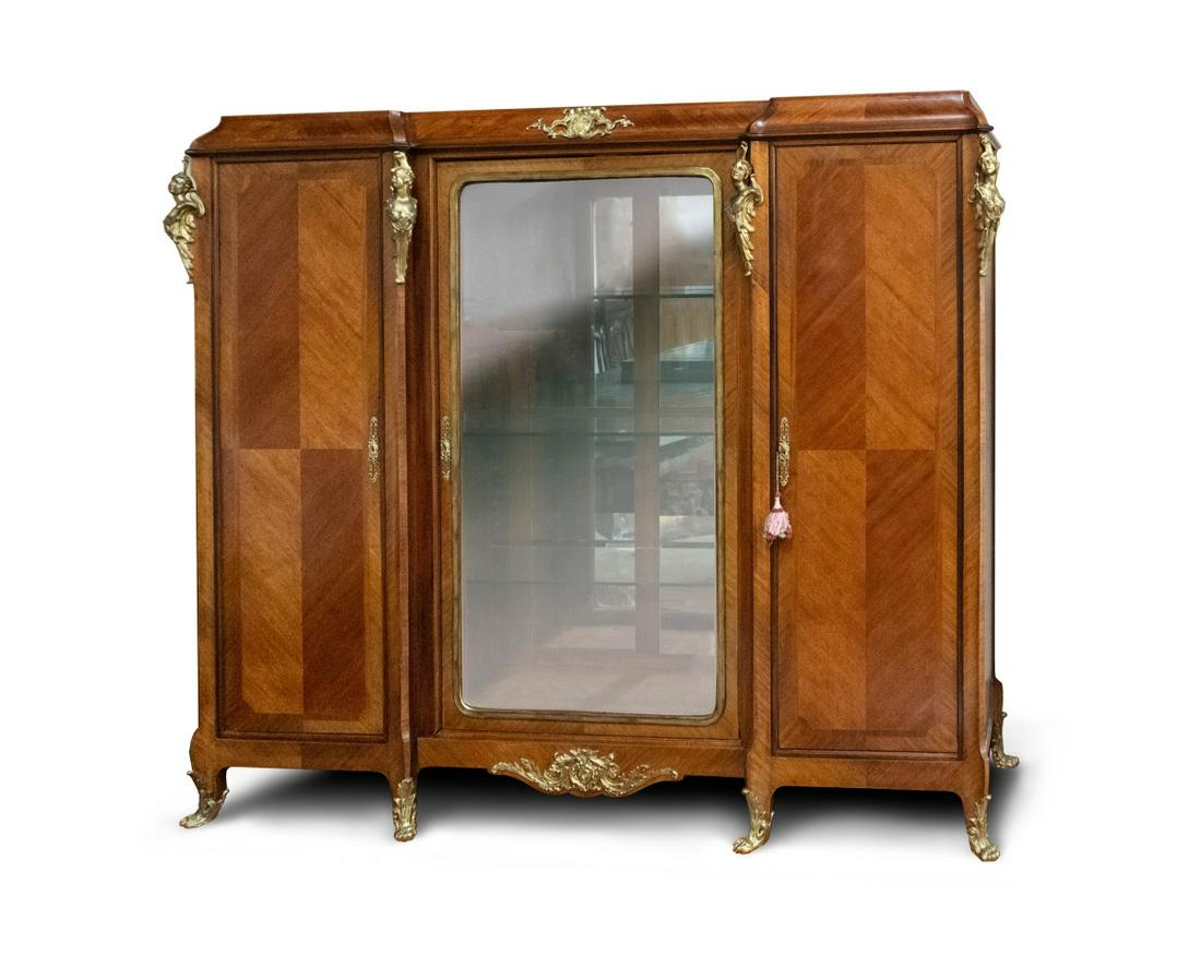 FRENCH LOUIS XV STYLE MARBLE TOP CABINET (1 of 4)