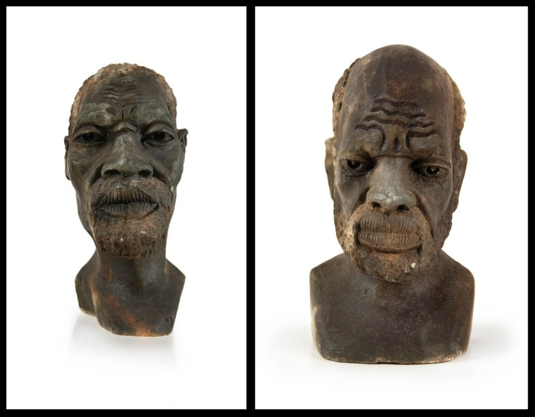 TWO AFRICAN CARVED STONE ABORIGINAL MALE "D.GUZH" (1 of 7)