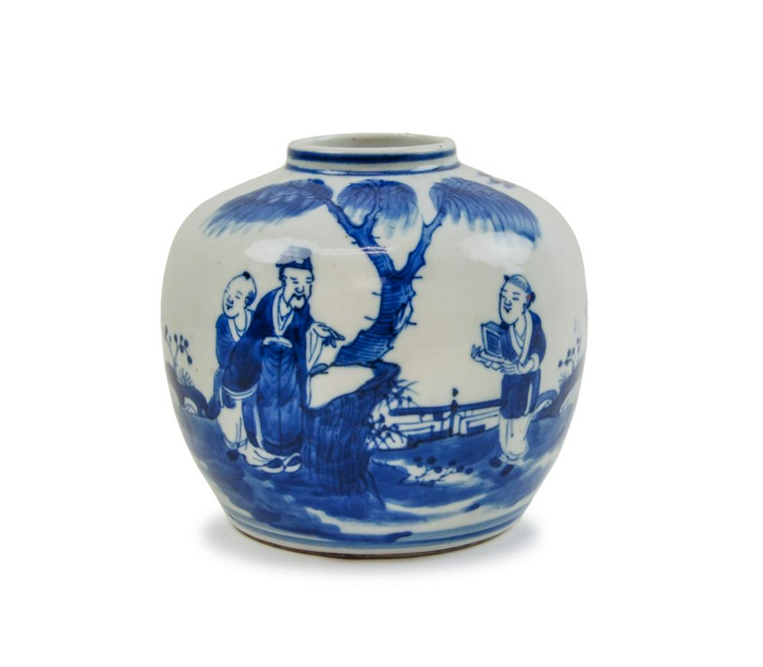 BLUE AND WHITE FIGURE JAR (1 of 3)