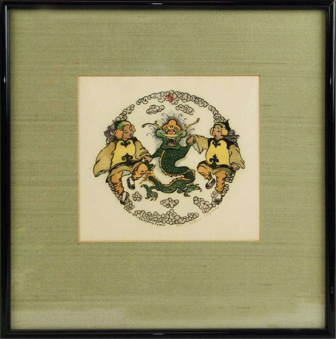 JAPANESE WOODBLOCK PRINT HELEN HYDE FURIOUS DRAGON ART (1 of 1)